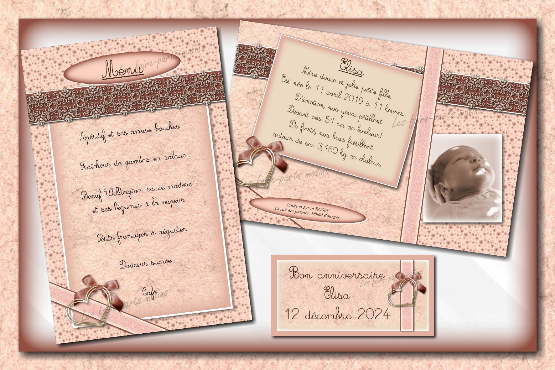 collection rose et marron