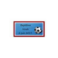 Etiquette dragees ballon de foot bleu blanc rouge
