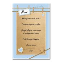 carte de menu corde à linge et pinces en bois