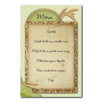 carte de menu fond grain de blé avec épis vert