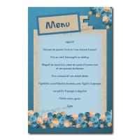 carte de menu avec fleurs en bordure
