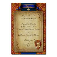 carte de menu médiéval fleur de lys couronne
