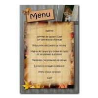 carte de menu feuilles d'automne et fond orange