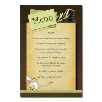 carte de menu vert et marron mariage zen