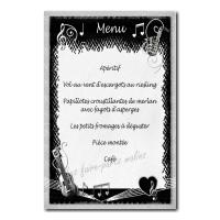 carte de menu clé de sol noir et blanc musique