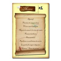 carte de menu avec plan de carte aux trésors pirate