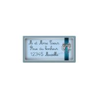 étiquette adresse ruban bleu dans coeur