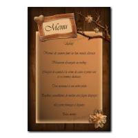 carte de menu anniversaire de mariage bois fond branche et marron