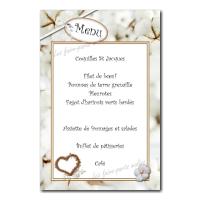 carte de menu coeur marron anniversaire de mariage coton