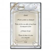 carte de menu noces de perles