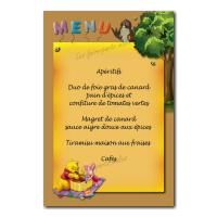 carte de menu porcinet et winnie l'ourson
