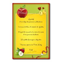 carte de menu rouge vert et jaune pomme golden