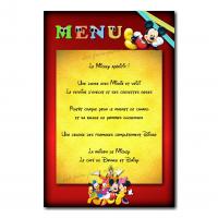 carte de menu mickey mousse