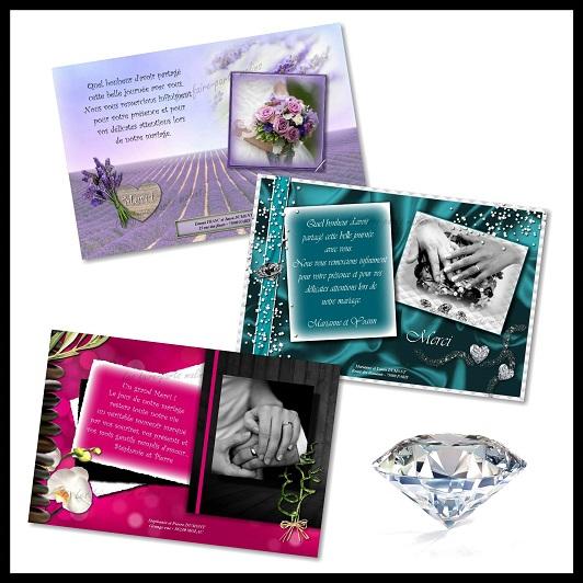 Carte de remerciements avec photo de mariage