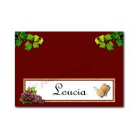 marque-place raisin rouge et bouchon de bouteille